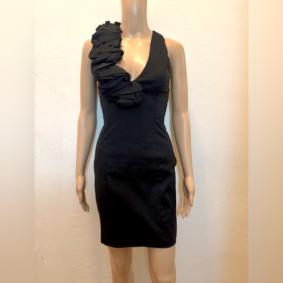 Jessica McClintock Sleeveless Black Ruffle Mini Dress - Size 4 - Picture 3 of 11